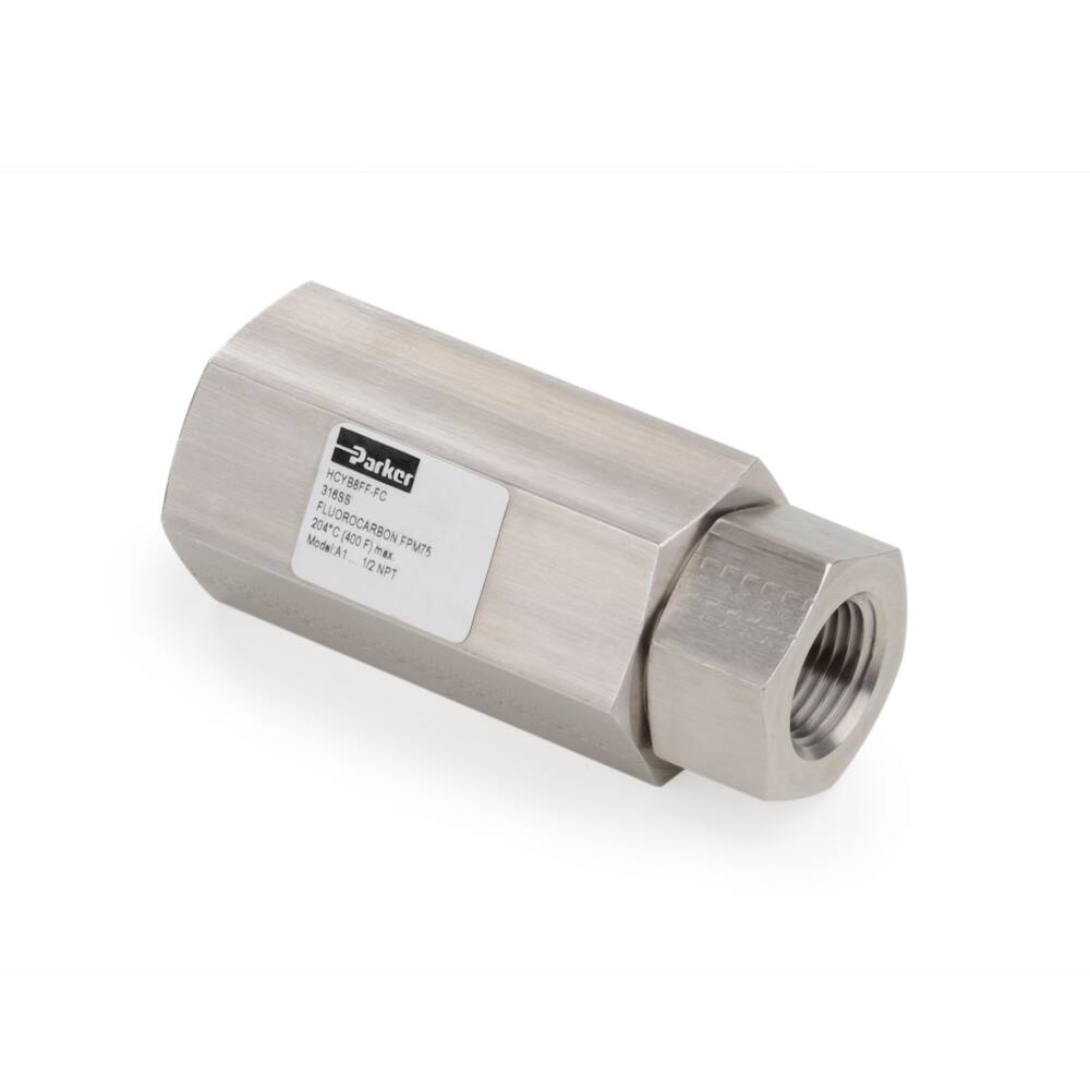 Clapet Anti-Retour Hi-Check -Acier Inoxydable (Alésage : 10 Mm, 1/2"-Male X 1/2"-Femelle, Joint Torique En Caoutchouc Fluorocarboné)