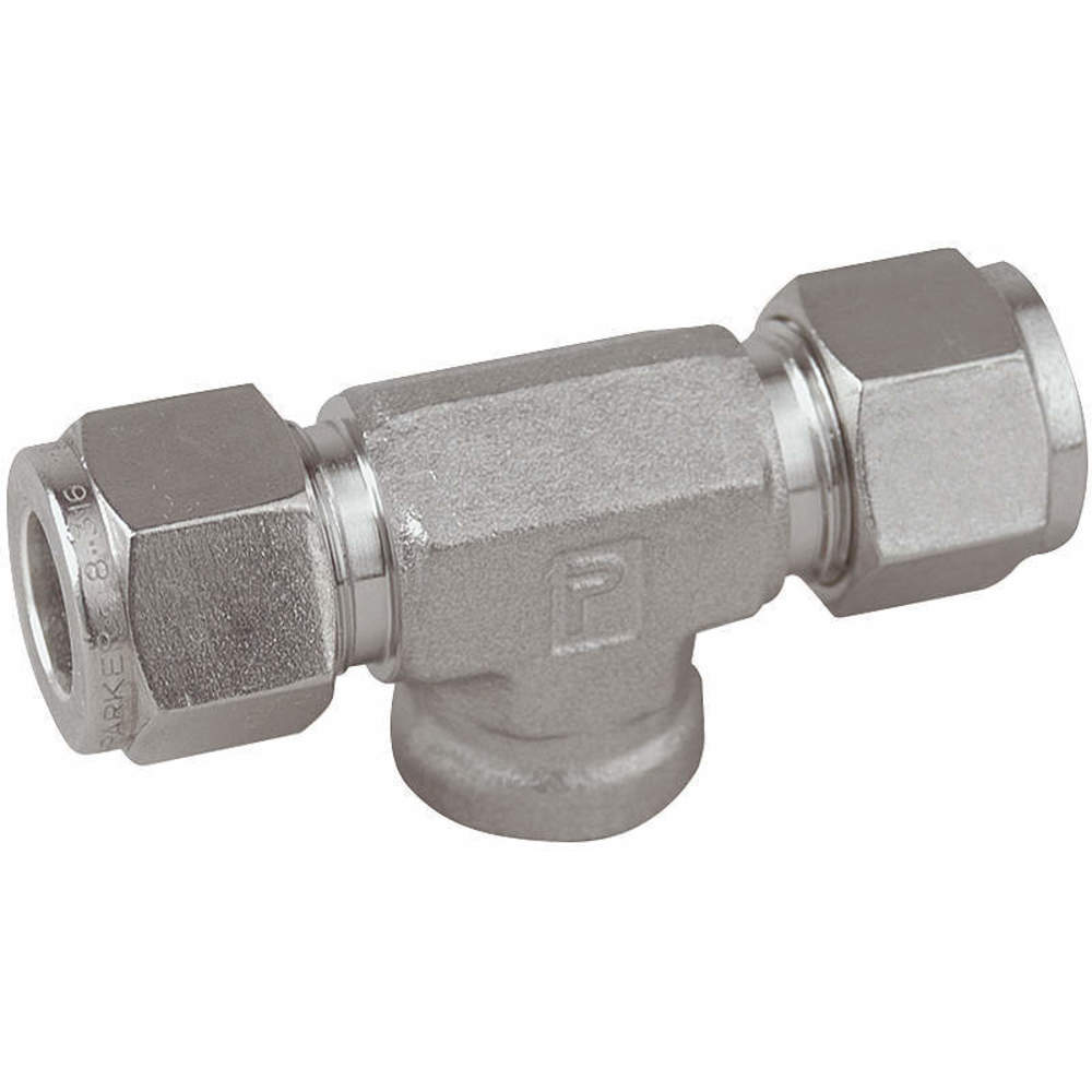 Raccord en Té femelle Parker  1/2" NPT-F X 3/8" tube O.D , inox 316