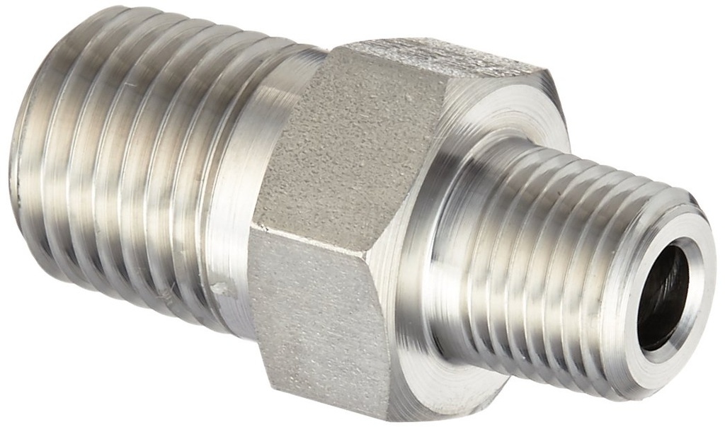 Mamelon hexagonal Parker-316 SS-raccord haute pression 1/2" NPT-M X 1/4" NPT-M