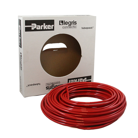 Tube polyuréthane souple rouge de  4 X 2.5 en boîte de 100 mètres