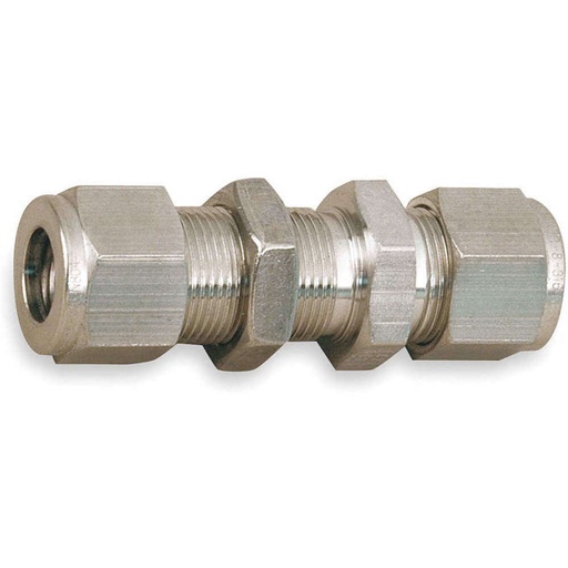 [6BC6-316] Raccord union pour cloison  3/8" tube O.D , inox 316