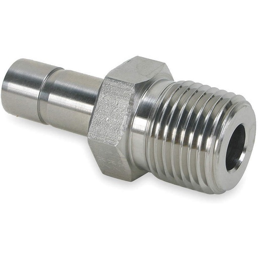 [8MA6N-316] Adaptateur Parker mâle à embout lisse en inox série 739LM : 3/8'' NPT x 1/2'' (12.7 mm)